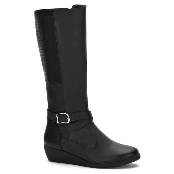 NEW ANDREA women's leather riding boots in black - Picture 1 of 3